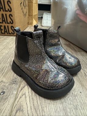 Toddler Holographic Chelsea Boots - Black Sparkle